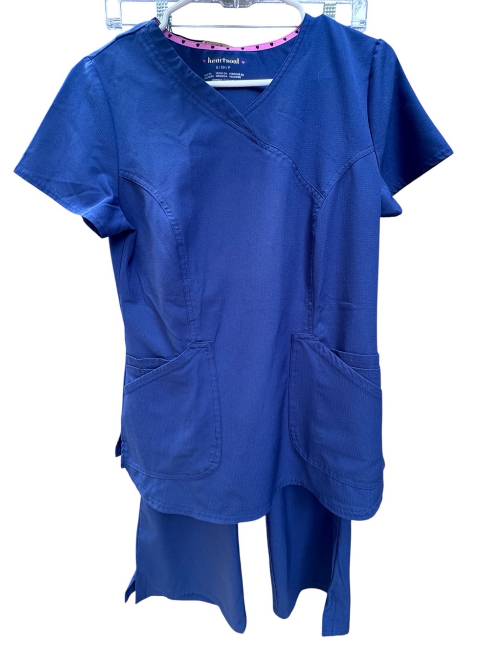 HeartSoul Navy Scrub SET Top S Bottoms M Petite